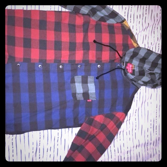 supreme hooded plaid flannel shirt